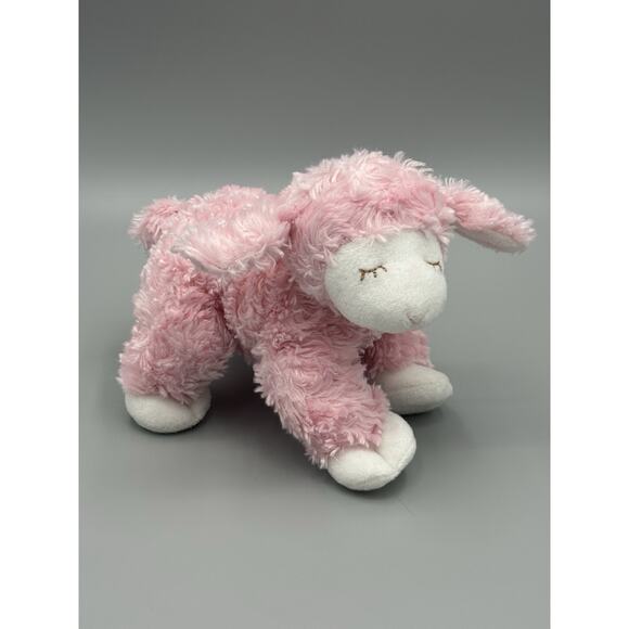 Baby Gund Pink Sheep Rattle Plush Lovey Stuffed Animal Toy 8" - Picture 1 of 11
